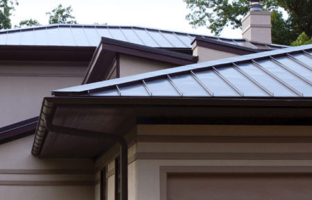 Brown Vertical Seam Flat Panel Metal Roofing