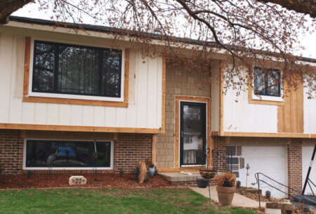 House with cedar siding repaired
