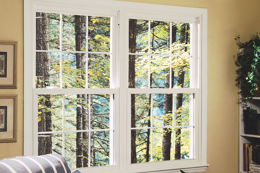 White replacement double hung window