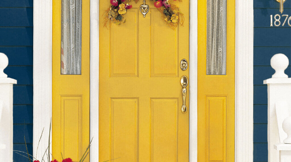Front door painted yellow