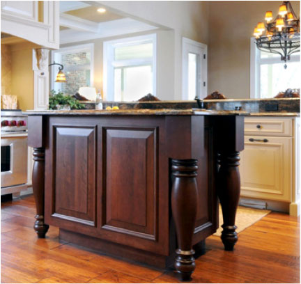 Furniture style cabinetry on kitchen island
