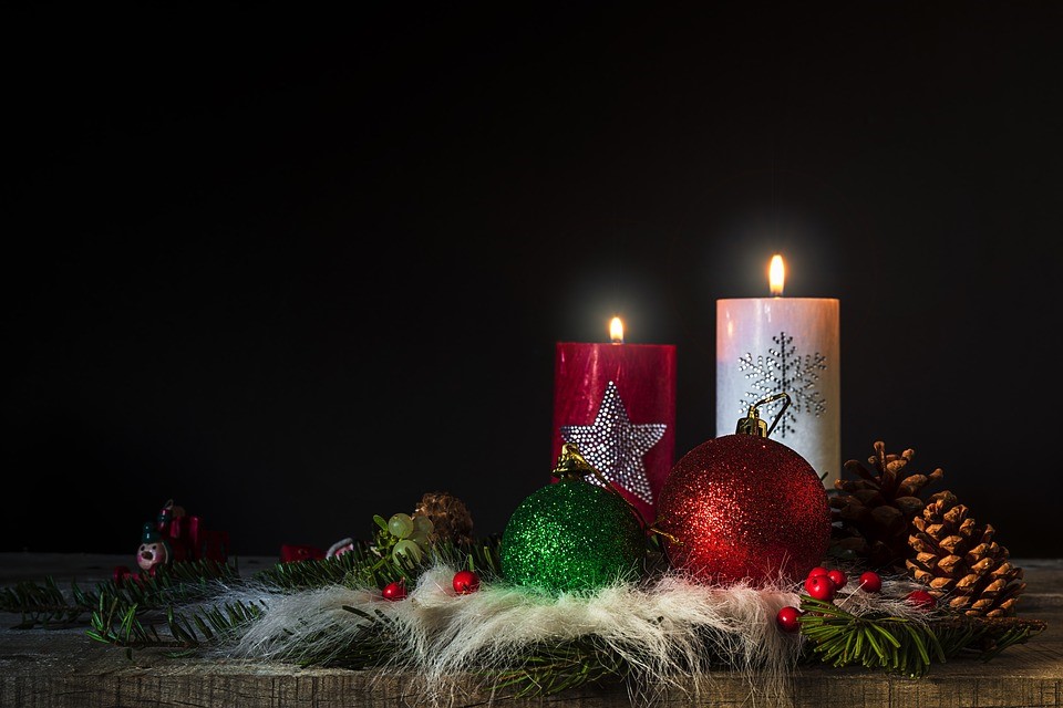 Christmas candles and ornaments in Omaha home design