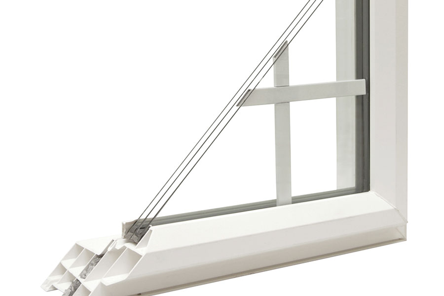 Energy efficient triple pane window glass cutout